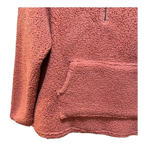 Style & Co Sherpa Half Zip Pullover Sweatshirt Light Mahogany Size Large - Picture 2 of 7